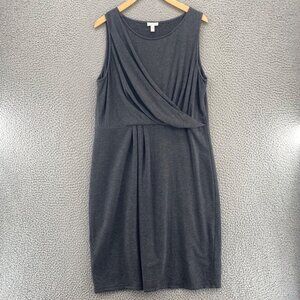 Garnet Hill Dress Womens Large Gray Tank Surplice Neck Terry Pleat Stretch Knit